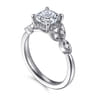 Brigida - Vintage Inspired 14K White Gold Cushion Cut Diamond Engagement Ring - 0.15 ct