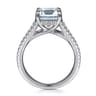Erika - 14K White Gold Split Shank Emerald Cut Aquamarine and Diamond Engagement Ring - 0.5 ct
