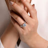 Erika - 14K White Gold Split Shank Emerald Cut Aquamarine and Diamond Engagement Ring - 0.5 ct