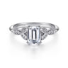 Celia - 14K White Gold Emerald Cut Diamond Engagement Ring - 0.07 ct