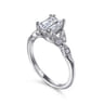 Celia - 14K White Gold Emerald Cut Diamond Engagement Ring - 0.07 ct