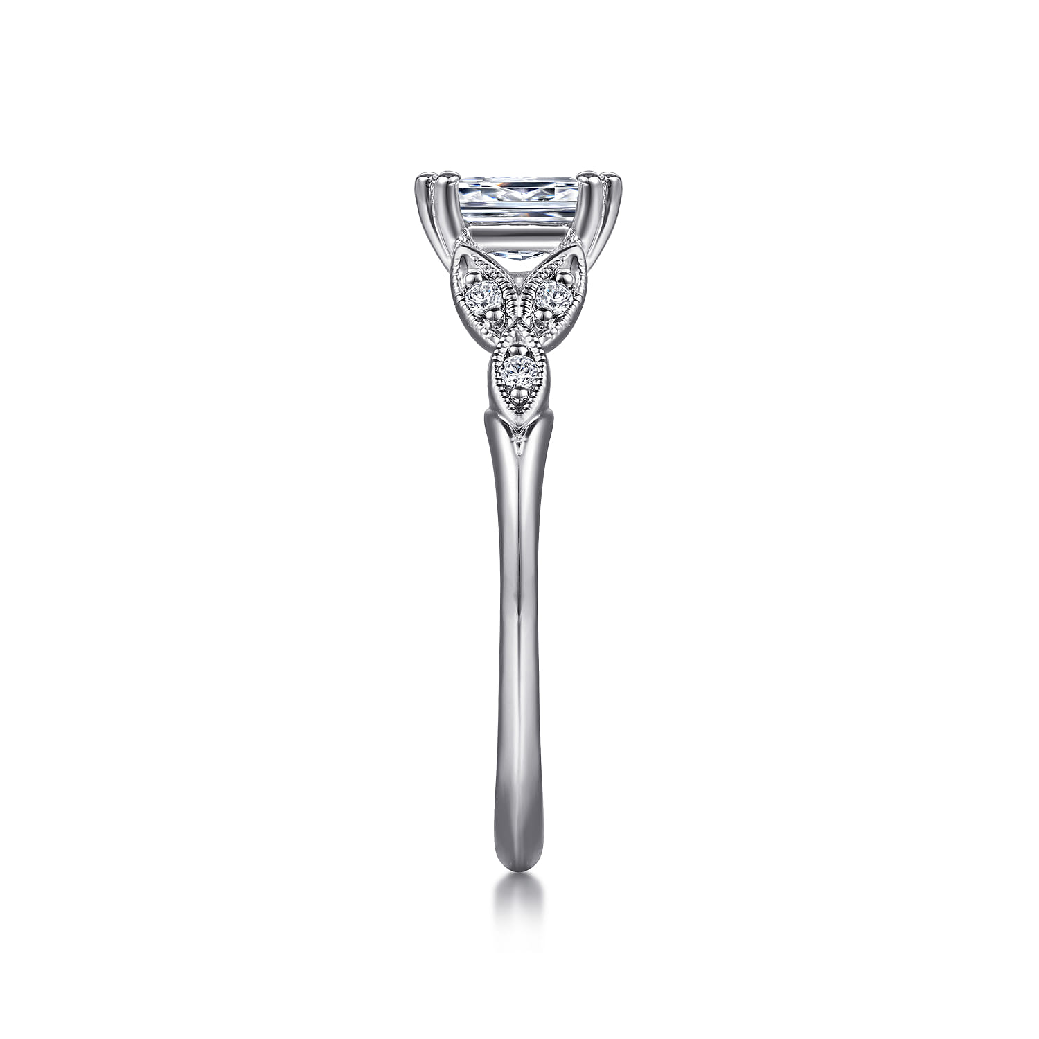 Celia - 14K White Gold Emerald Cut Diamond Engagement Ring - 0.07 ct - Shot 5