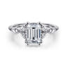 Celia - 14K White Gold Emerald Cut Diamond Engagement Ring - 0.08 ct