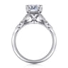 Eliza - Vintage Inspired 14K White Gold Split Shank Emerald Cut Diamond Engagement Ring - 0.07 ct