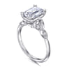 Eliza - Vintage Inspired 14K White Gold Split Shank Emerald Cut Diamond Engagement Ring - 0.07 ct