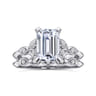 Eliza - Vintage Inspired 14K White Gold Split Shank Emerald Cut Diamond Engagement Ring - 0.07 ct