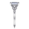 Eliza - Vintage Inspired 14K White Gold Split Shank Emerald Cut Diamond Engagement Ring - 0.07 ct