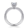 Elite - 14K White Gold Split Shank Emerald Cut Diamond Engagement Ring - 0.55 ct