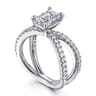 Elite - 14K White Gold Split Shank Emerald Cut Diamond Engagement Ring - 0.55 ct
