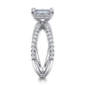 Elite - 14K White Gold Split Shank Emerald Cut Diamond Engagement Ring - 0.55 ct