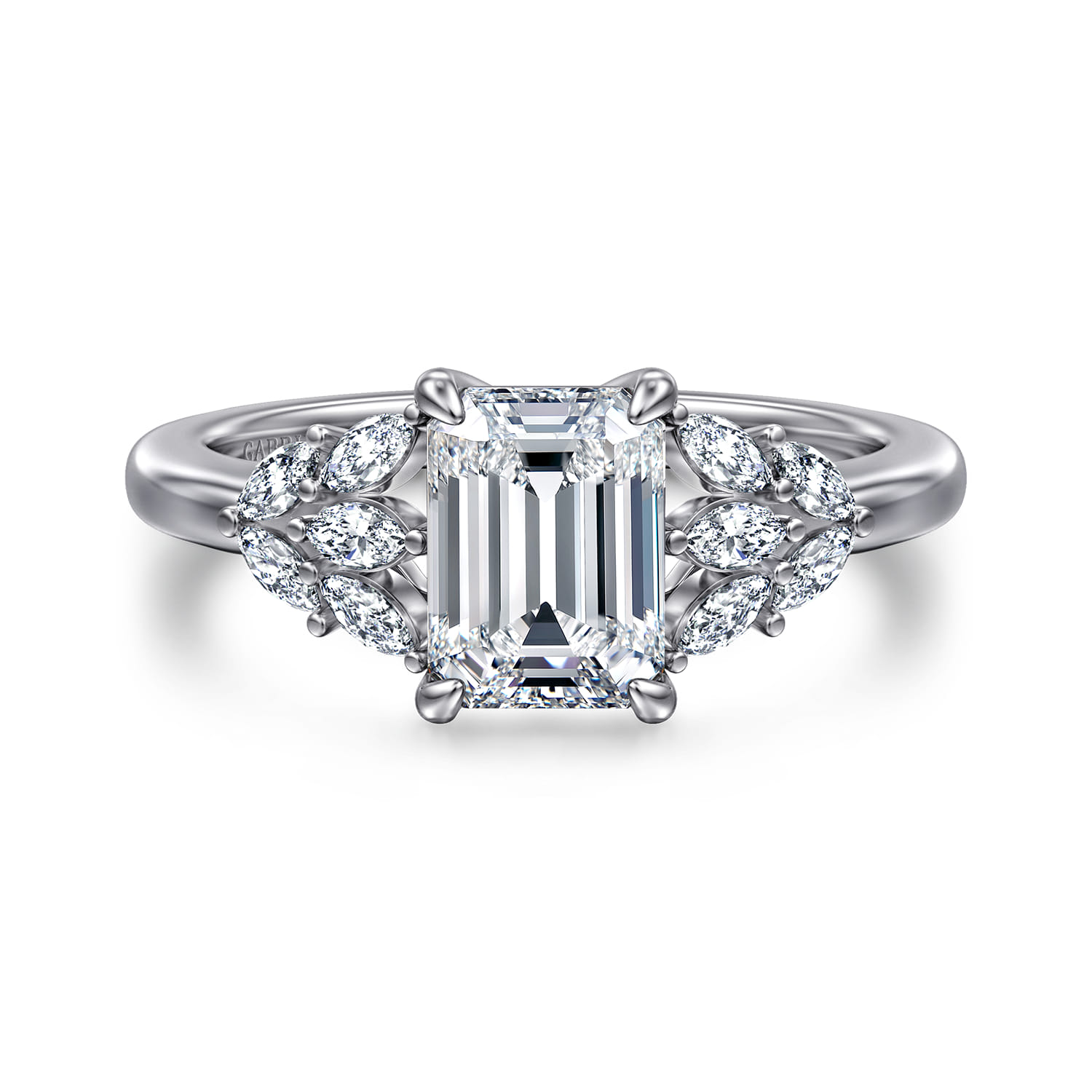 Cami - 14K White Gold Emerald Cut Diamond Engagement Ring - 0.3 ct - Shot 1