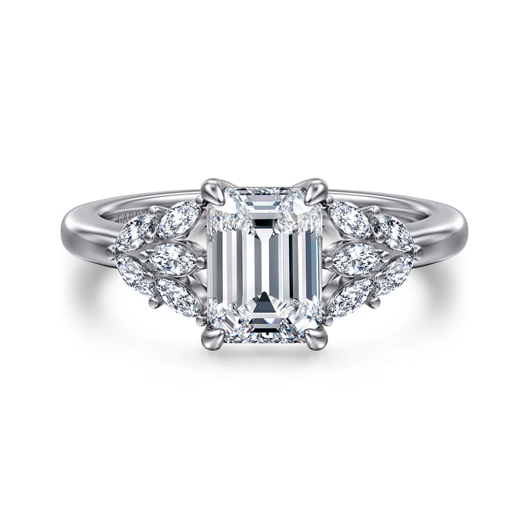Cami - 14K White Gold Emerald Cut Diamond Engagement Ring - 0.3 ct - Shot 1
