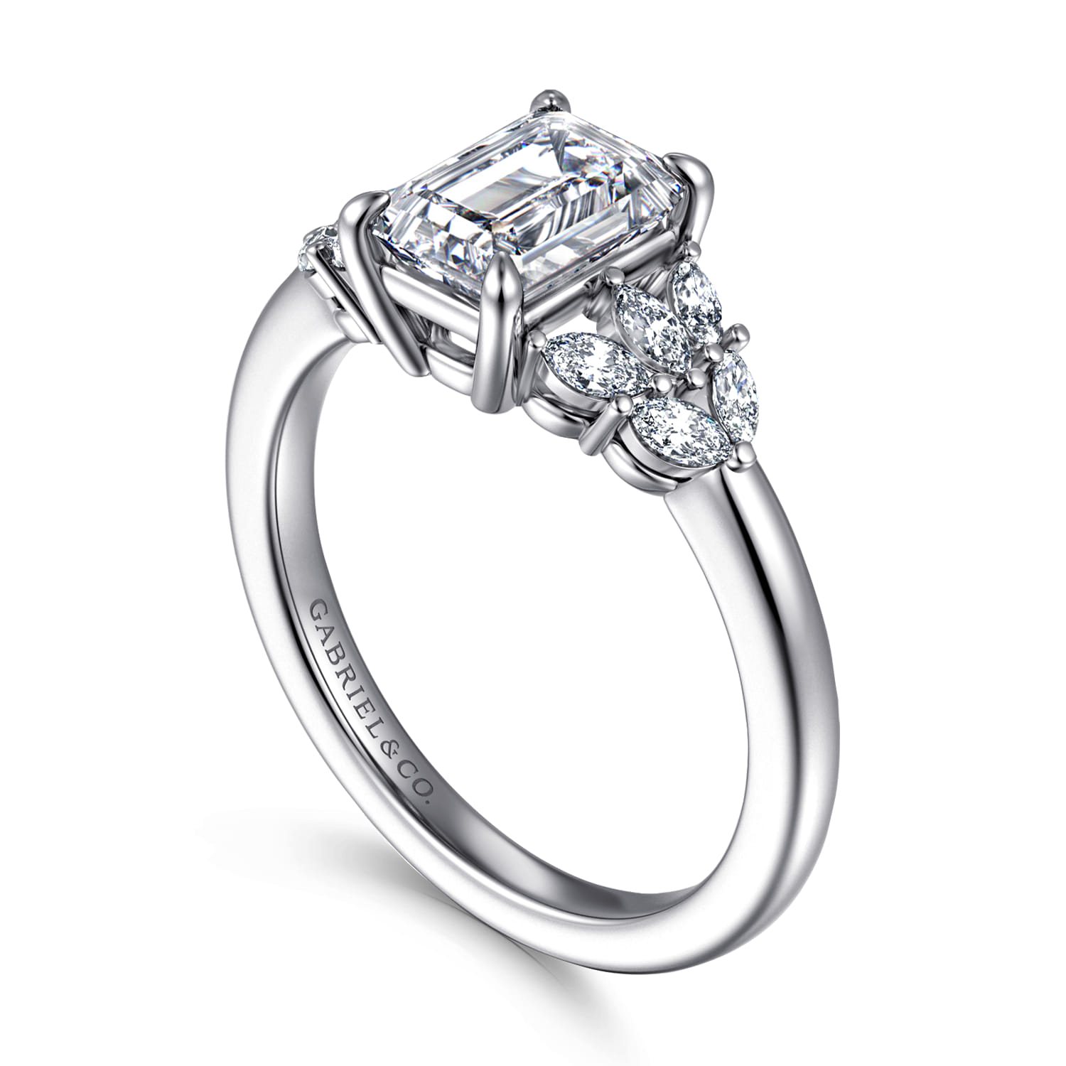 Cami - 14K White Gold Emerald Cut Diamond Engagement Ring - 0.3 ct - Shot 3