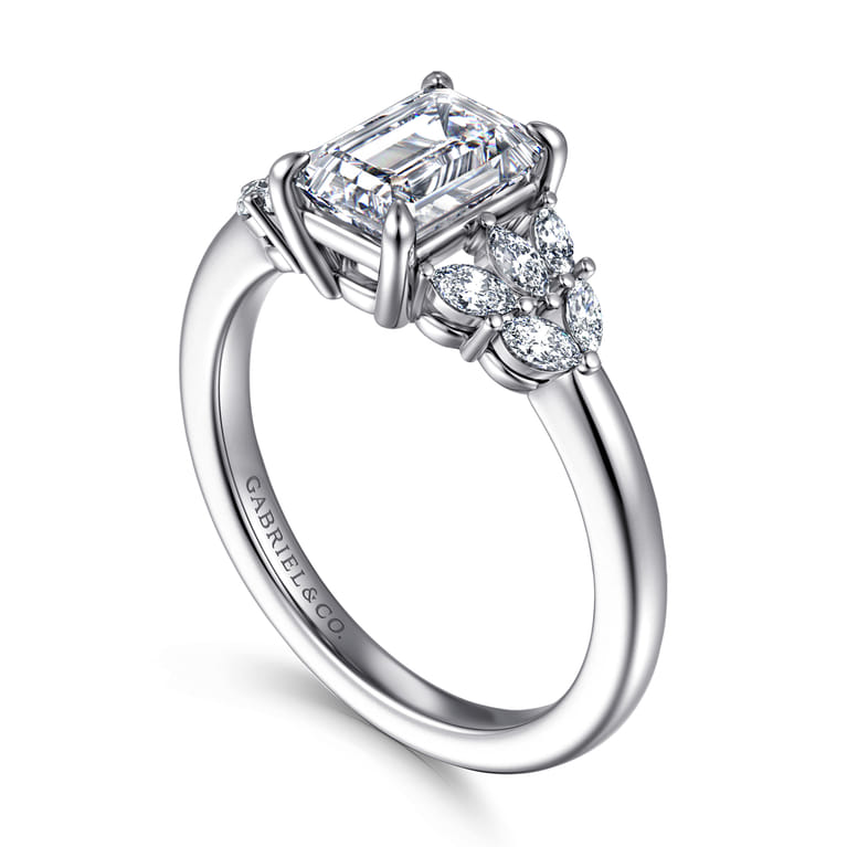 Cami - 14K White Gold Emerald Cut Diamond Engagement Ring - 0.3 ct - Shot 3