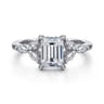 Adella - 14K White Gold Emerald Cut Diamond Engagement Ring - 0.4 ct