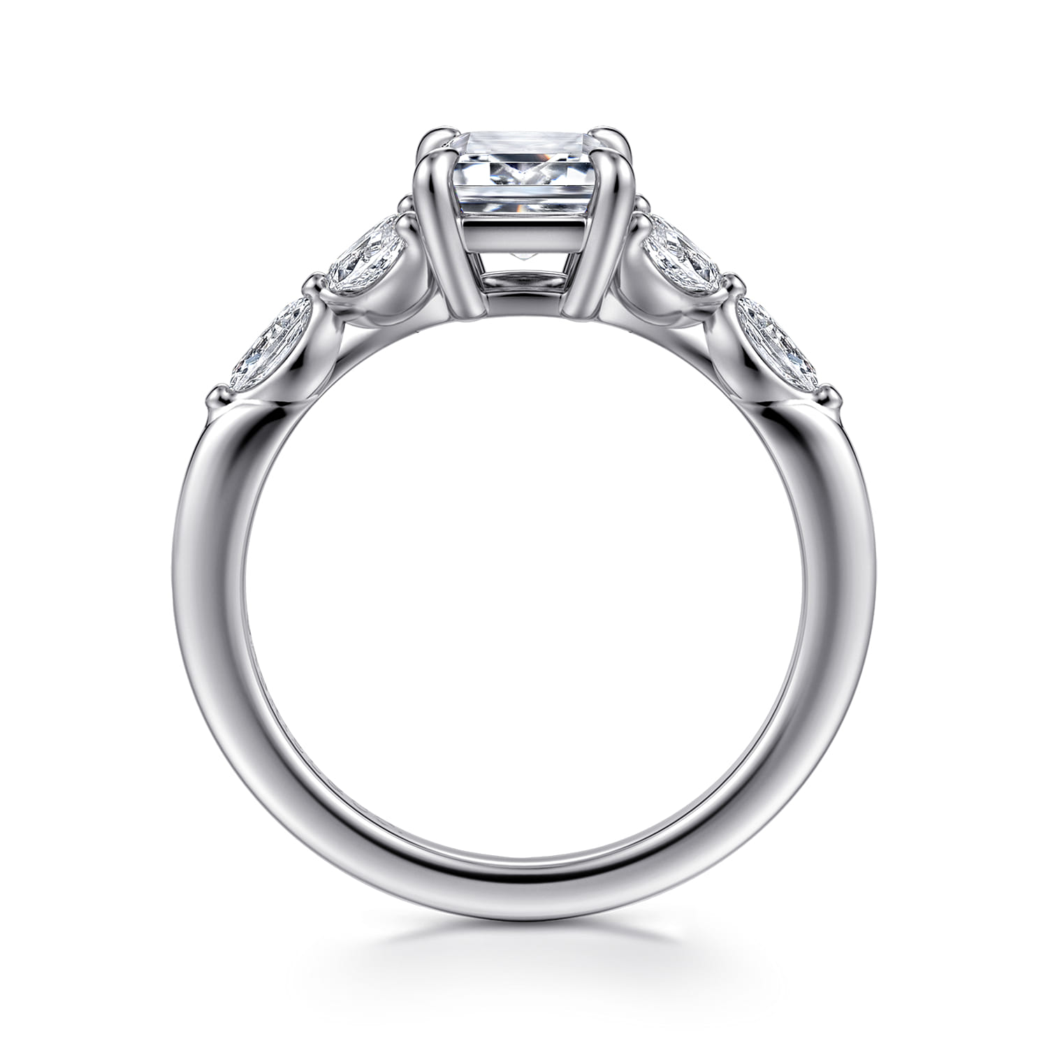 Adella - 14K White Gold Emerald Cut Diamond Engagement Ring - 0.4 ct - Shot 2