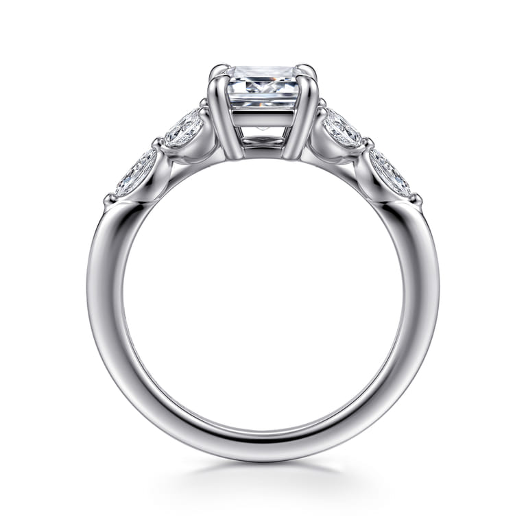 Adella - 14K White Gold Emerald Cut Diamond Engagement Ring - 0.4 ct - Shot 2