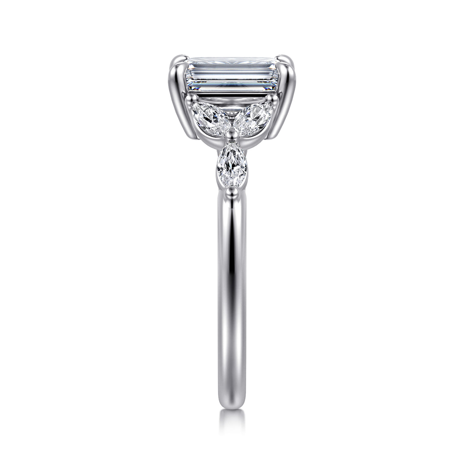 Adella - 14K White Gold Emerald Cut Diamond Engagement Ring - 0.4 ct - Shot 4
