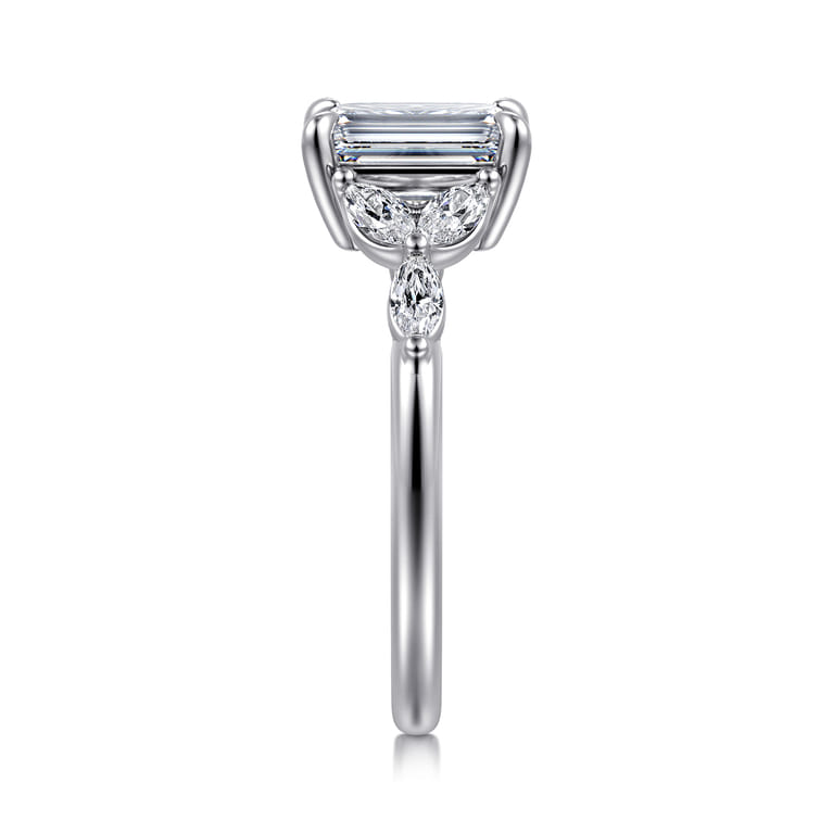 Adella - 14K White Gold Emerald Cut Diamond Engagement Ring - 0.4 ct - Shot 4