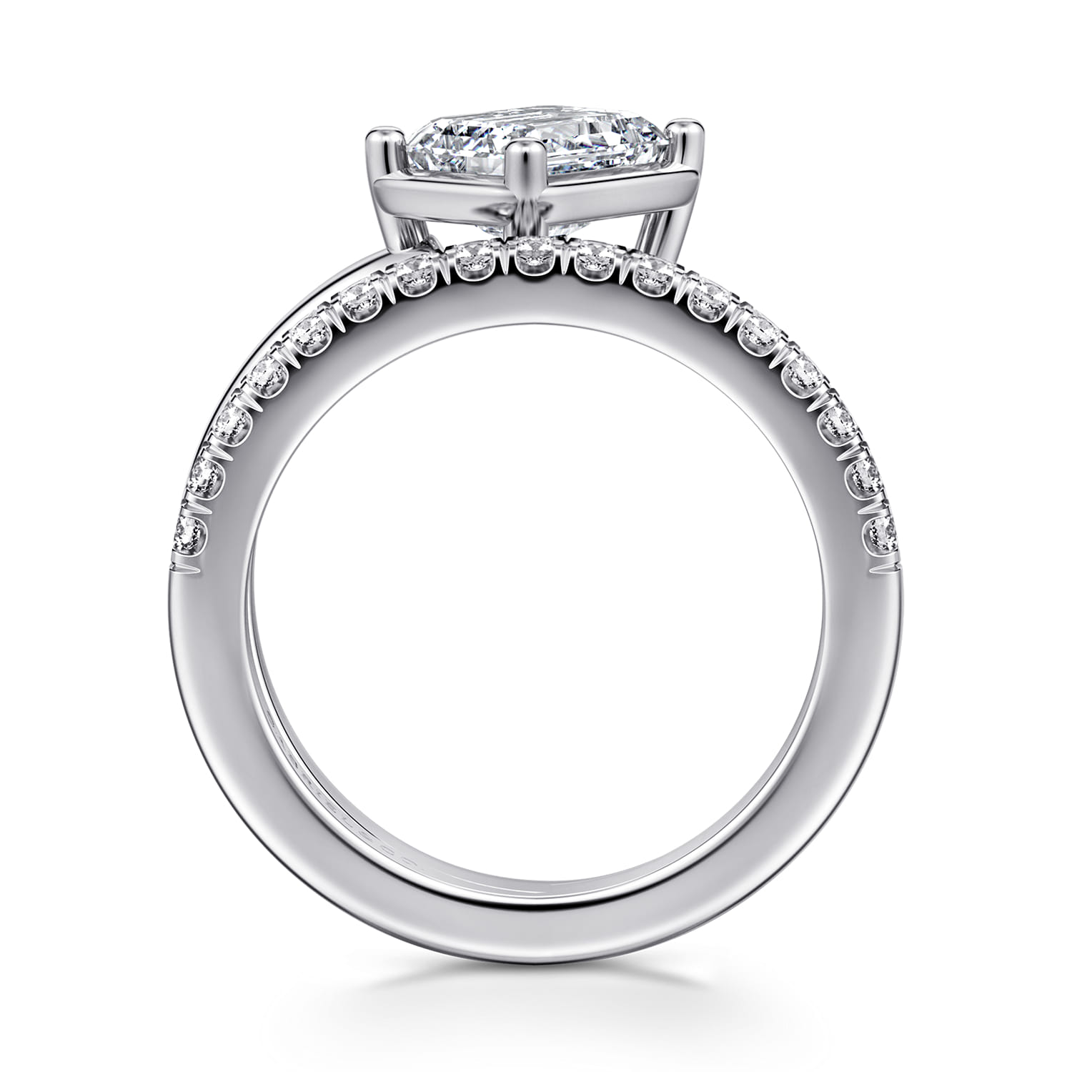 Margo - 14K White Gold Bezel Prong Emerald Cut Wrap Engagement Ring - 0.3 ct - Shot 2