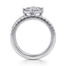 Margo - 14K White Gold Bezel Prong Emerald Cut Wrap Engagement Ring - 0.3 ct