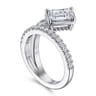 Margo - 14K White Gold Bezel Prong Emerald Cut Wrap Engagement Ring - 0.3 ct