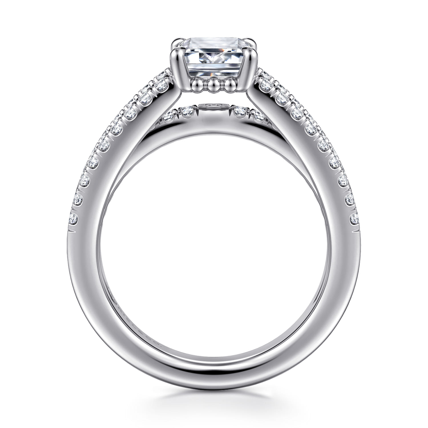 Rivah - 14K White Gold Split Shank Emerald Cut Diamond Engagement Ring - 0.5 ct - Shot 2