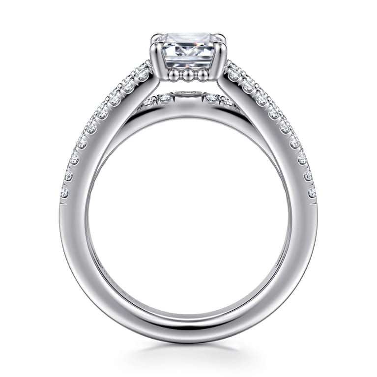 Rivah - 14K White Gold Split Shank Emerald Cut Diamond Engagement Ring - 0.5 ct - Shot 2