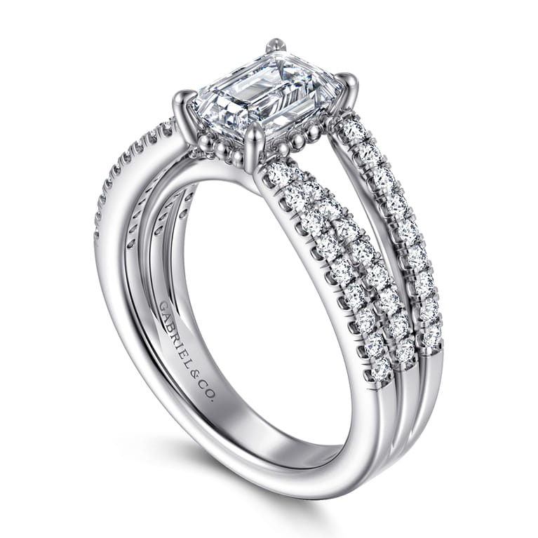 Rivah - 14K White Gold Split Shank Emerald Cut Diamond Engagement Ring - 0.5 ct - Shot 3