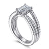 Rivah - 14K White Gold Split Shank Emerald Cut Diamond Engagement Ring - 0.5 ct
