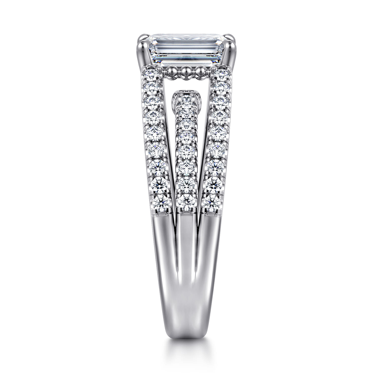 Rivah - 14K White Gold Split Shank Emerald Cut Diamond Engagement Ring - 0.5 ct - Shot 4