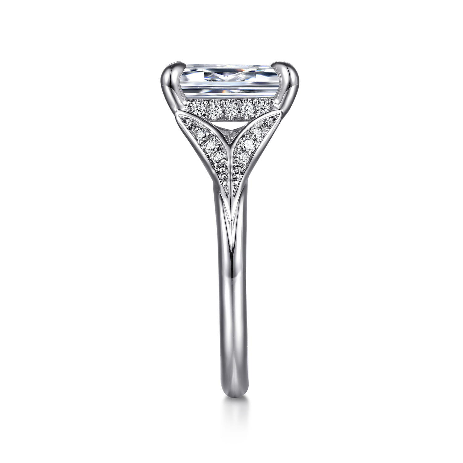 Taye - 14K White Gold Split Shank Emerald Cut Diamond Engagement Ring - 0.18 ct - Shot 5