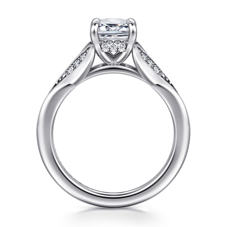 Taye - 14K White Gold Split Shank Emerald Cut Diamond Engagement Ring - 0.16 ct - Shot 2
