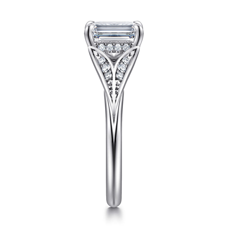 Taye - 14K White Gold Split Shank Emerald Cut Diamond Engagement Ring - 0.16 ct - Shot 4