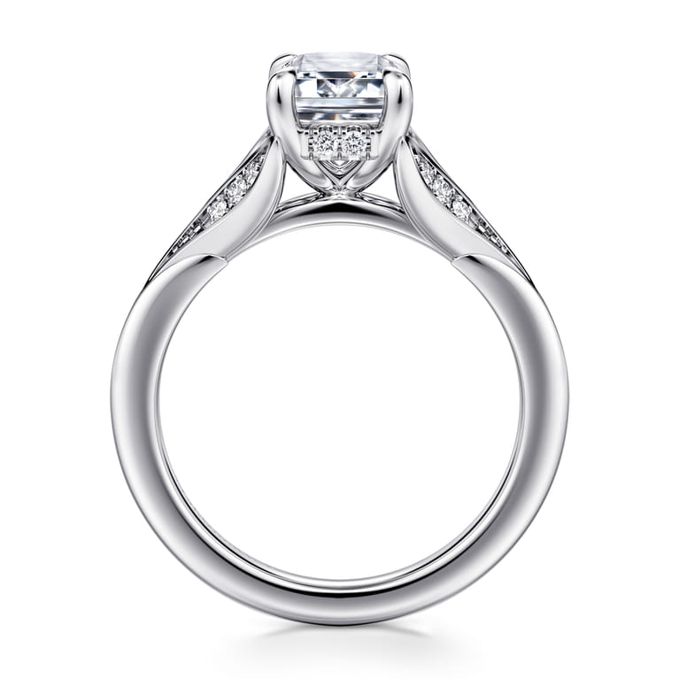 Taye - 14K White Gold Split Shank Emerald Cut Diamond Engagement Ring - 0.16 ct - Shot 2