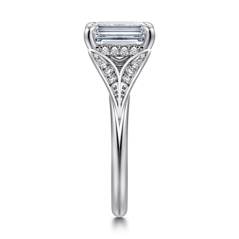 Taye - 14K White Gold Split Shank Emerald Cut Diamond Engagement Ring - 0.16 ct - Shot 4