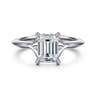 Alden - 14K White Gold Split Shank Emerald Cut Diamond Engagement Ring - 0.05 ct
