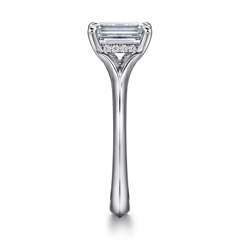 Alden - 14K White Gold Split Shank Emerald Cut Diamond Engagement Ring - 0.05 ct - Shot 4