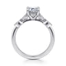 Brigida - Vintage Inspired 14K White Gold Emerald Cut Diamond Engagement Ring - 0.15 ct