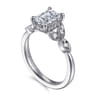 Brigida - Vintage Inspired 14K White Gold Emerald Cut Diamond Engagement Ring - 0.15 ct