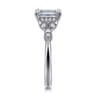 Brigida - Vintage Inspired 14K White Gold Emerald Cut Diamond Engagement Ring - 0.15 ct