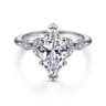 Celia - 14K White Gold 6 Prong Marquise Shape Diamond Engagement Ring - 0.07 ct