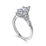 Celia - 14K White Gold 6 Prong Marquise Shape Diamond Engagement Ring - 0.07 ct