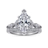 Celia - 14K White Gold 6 Prong Marquise Shape Diamond Engagement Ring - 0.07 ct