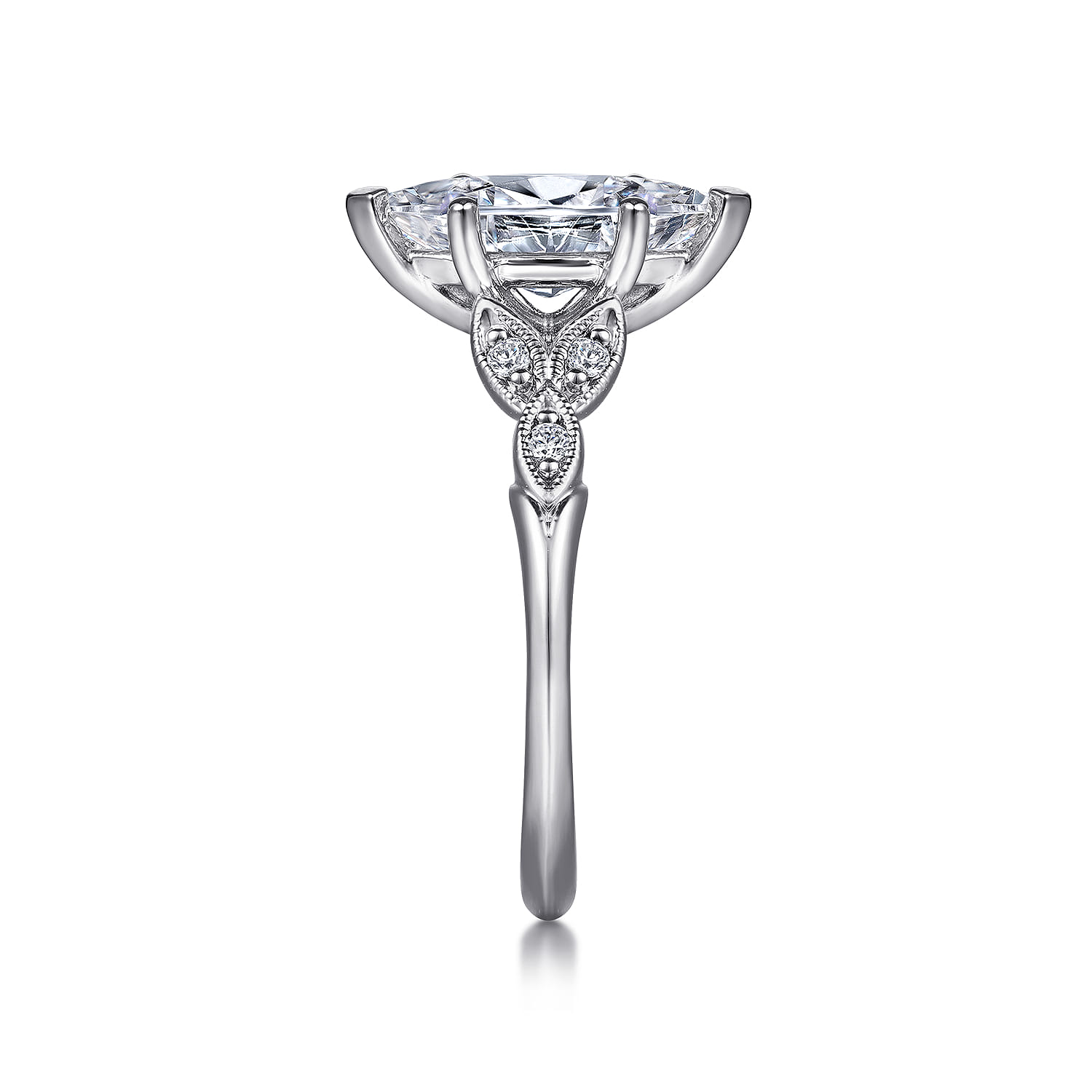 Celia - 14K White Gold 6 Prong Marquise Shape Diamond Engagement Ring - 0.07 ct - Shot 5