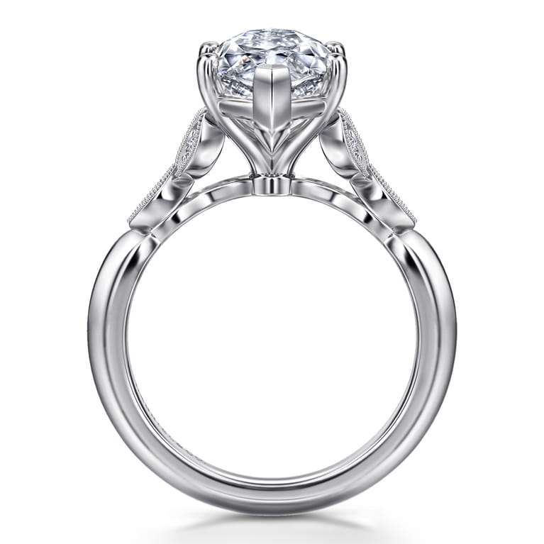 Eliza - Vintage Inspired 14K White Gold Split Shank Marquise Shape Diamond Engagement Ring - 0.08 ct - Shot 2