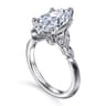 Eliza - Vintage Inspired 14K White Gold Split Shank Marquise Shape Diamond Engagement Ring - 0.08 ct