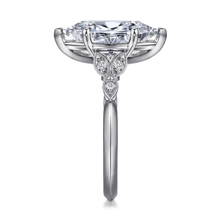 Eliza - Vintage Inspired 14K White Gold Split Shank Marquise Shape Diamond Engagement Ring - 0.08 ct - Shot 4