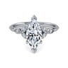 Eliza - Vintage Inspired 14K White Gold Split Shank Marquise Shape Diamond Engagement Ring - 0.07 ct