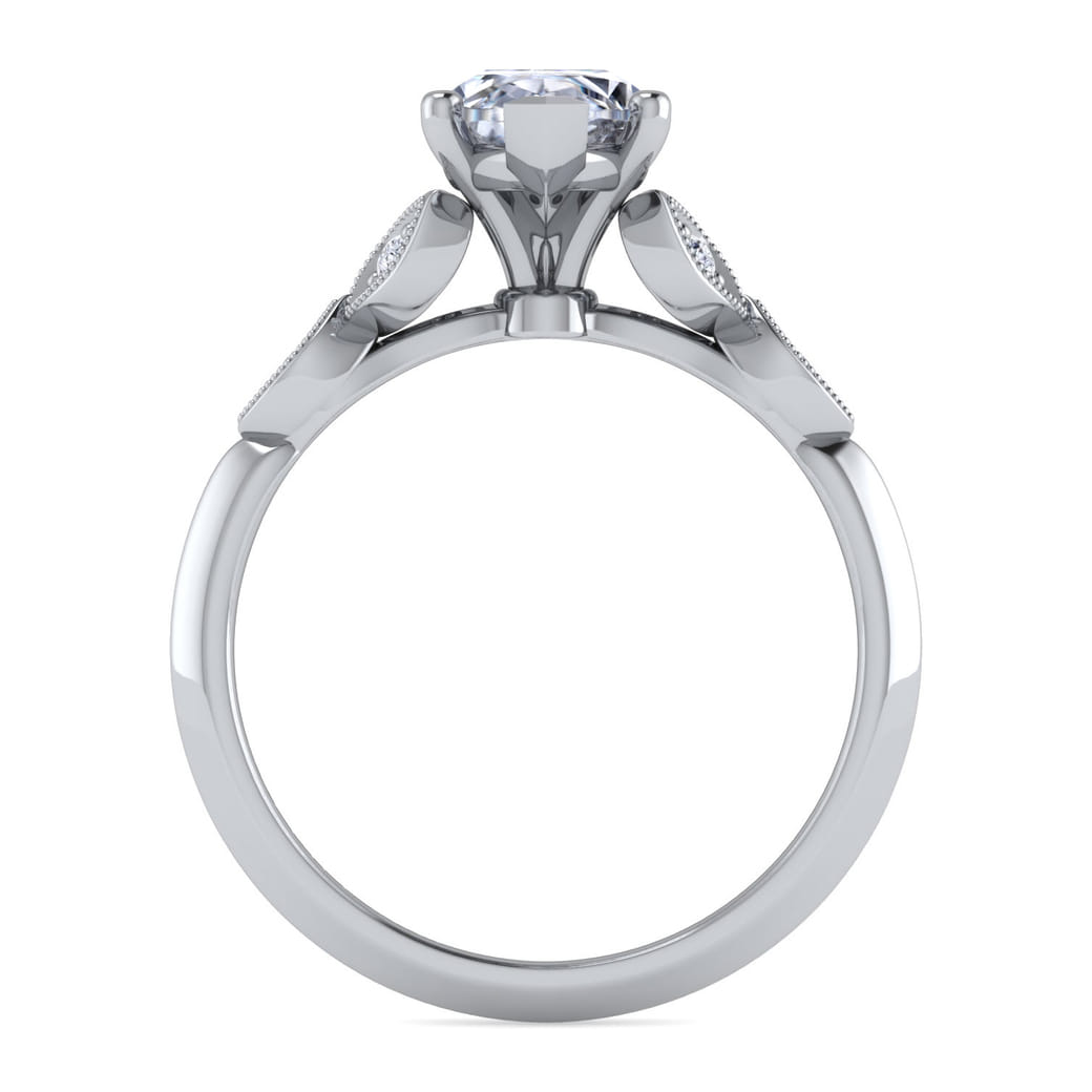 Marquise Split Shank Ring in 14k White Gold Gabriel Co